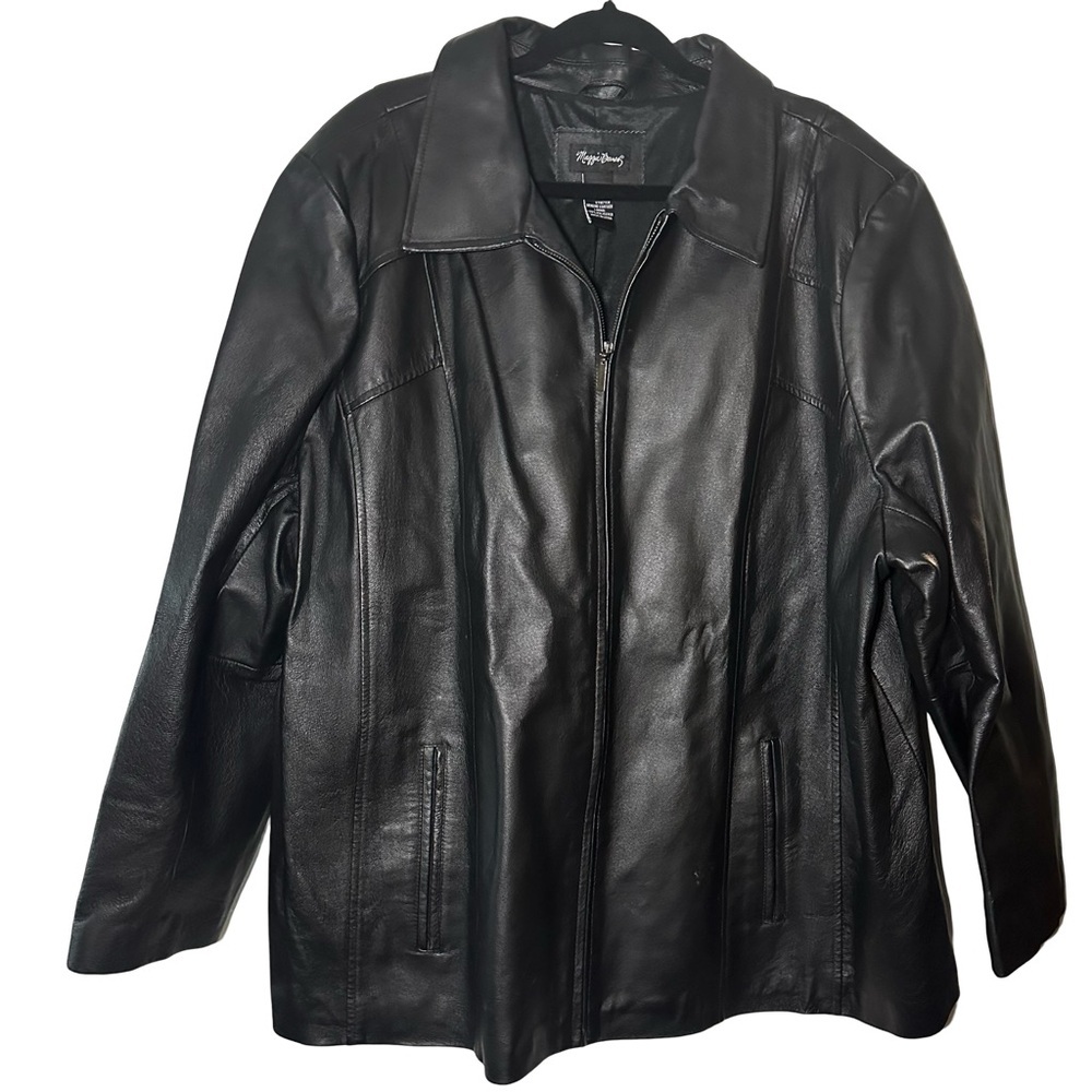 Maggie Barnes Black Leather Zip Jacket